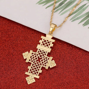 Ethiopian Big Cross Pendant Necklaces for Women Men