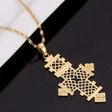 Ethiopian Big Cross Pendant Necklaces for Women Men