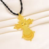 Ethiopian Big Cross Pendant Twisted Chain for Women Girls