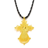 Ethiopian Big Cross Pendant Twisted Chain for Women Girls