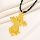 Ethiopian Big Cross Pendant Twisted Chain for Women Girls