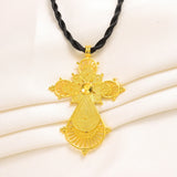 Ethiopian Big Cross Pendant Twisted Chain for Women Girls