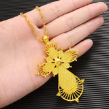 Ethiopian Big Cross Pendant Twisted Chain for Women Girls