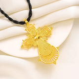 Ethiopian Big Cross Pendant Twisted Chain for Women Girls