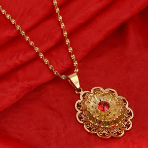 Ethiopian Charm Pendant Necklaces Women African Dubai Necklaces Flower Jewelry