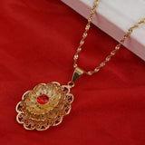 Ethiopian Charm Pendant Necklaces Women African Dubai Necklaces Flower Jewelry