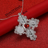 Ethiopian Cross Pendant Chain Necklaces for Women Silver Eritrea Jewelry