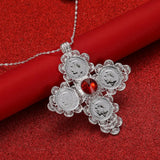 Ethiopian Cross Pendant Chain Necklaces for Women Silver Eritrea Jewelry