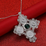 Ethiopian Cross Pendant Chain Necklaces for Women Silver Eritrea Jewelry