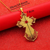 Ethiopian Cross Pendant Chain for Women Girls Eritrea Jewelry African Cross