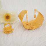 Ethiopian Dubai Bangle With Ring Dubai Cuff Bracelet Female Flower Bangles