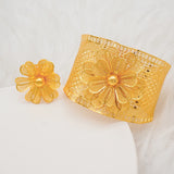 Ethiopian Dubai Bangle With Ring Dubai Cuff Bracelet Female Flower Bangles