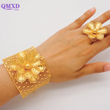 Ethiopian Dubai Bangle With Ring Dubai Cuff Bracelet Female Flower Bangles