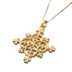 Ethiopian Snow Cross Pendant Necklace African Jewelry