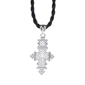 African Cross Pendant Necklace Ethiopian Hollow Rope Chain Jewelry