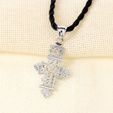African Cross Pendant Necklace Ethiopian Hollow Rope Chain Jewelry
