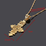 African Cross Pendant Necklace Ethiopian Hollow Rope Chain Jewelry
