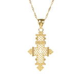 African Cross Pendant Necklace Ethiopian Hollow Rope Chain Jewelry