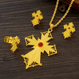 Ethiopian/Isreal Cross Jewelry Sets Pendant Necklaces Earrings Rings