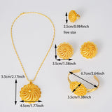 Ethiopian Jewelry Set Dubai Plated Pendant Chain Earrings Ring