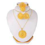 Ethiopian Jewelry Set Dubai Plated Pendant Chain Earrings Ring