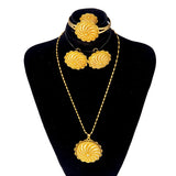 Ethiopian Jewelry Set Dubai Plated Pendant Chain Earrings Ring
