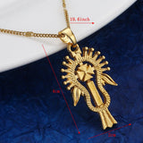 Ethiopian Coptic Cross Pendant Necklace For Women Men Chain African Jewelry