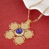 Ethiopian Red Green Stone Cross Pendant Necklace Africa Habesha Jewelry