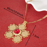 Ethiopian Red Green Stone Cross Pendant Necklace Africa Habesha Jewelry