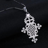 Ethiopian Silver Cross Pendant Necklace African Coptic Cross Women Jewelry