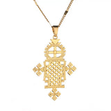 Ethiopian Silver Cross Pendant Necklace African Coptic Cross Women Jewelry