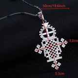 Ethiopian Silver Cross Pendant Necklace African Coptic Cross Women Jewelry