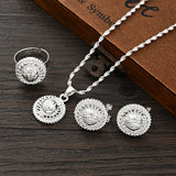 Ethiopian Silver Eye Jewelry Set Necklace Earrings Ring