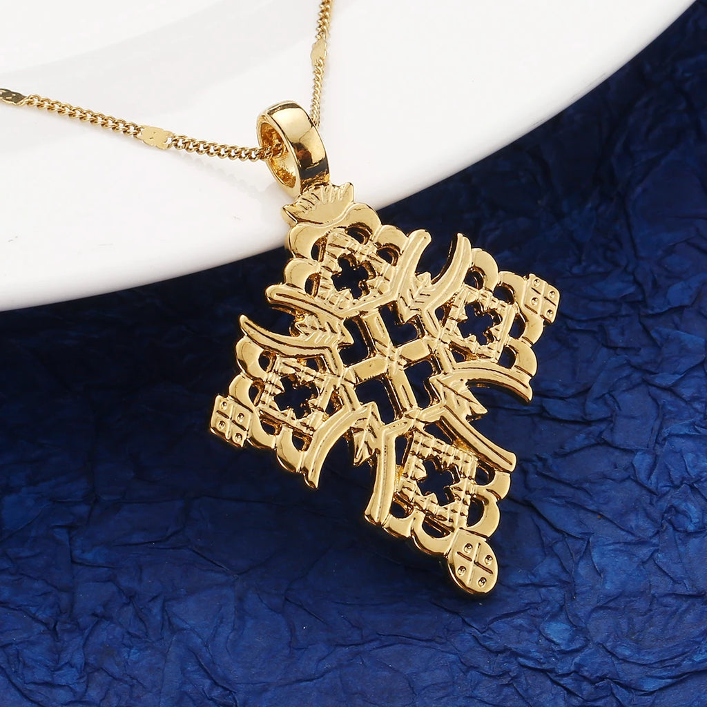 Ethiopian Cross Pendant Necklace African Holiday Gift