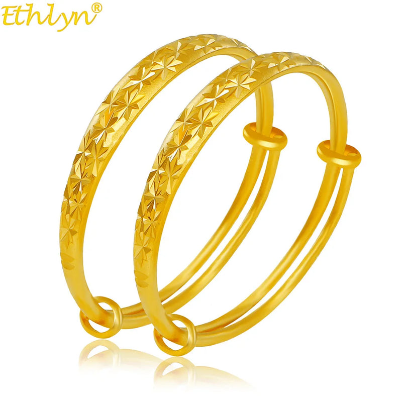 2pcs Matte Stars Carved Adjustable Bangles Bracelet