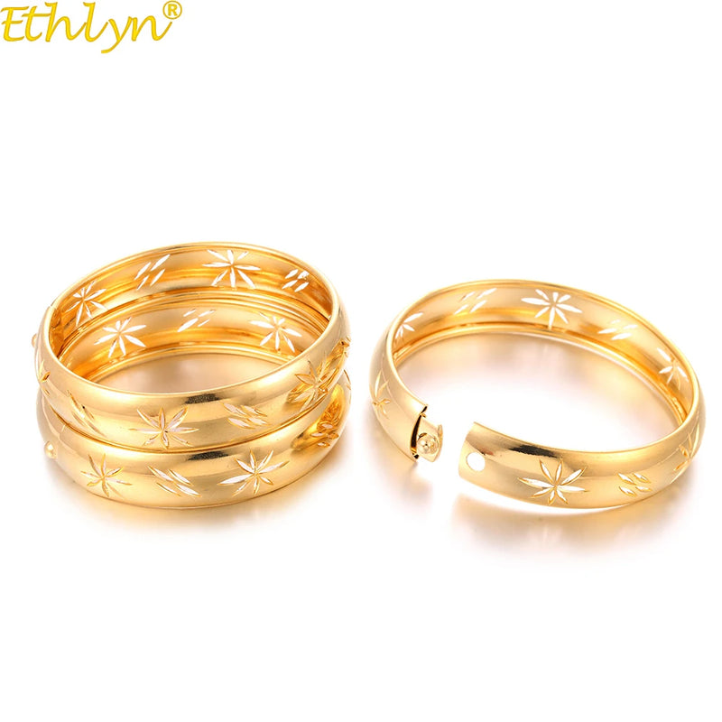 3pcs Ethiopian Snap Buckle Bracelets - Inner Diameter 6.0cm
