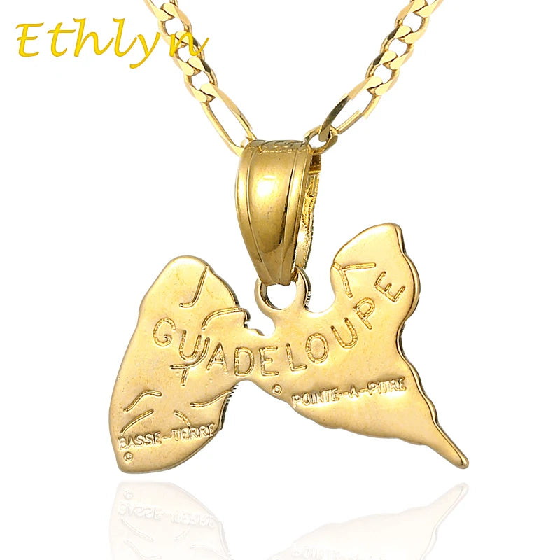 Guadeloupe Map Pendant Necklace Jewelry for Women & Men P35