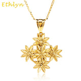 Ethiopian Cross Flower Pendant Necklace Classic Slide Jewelry Christmas