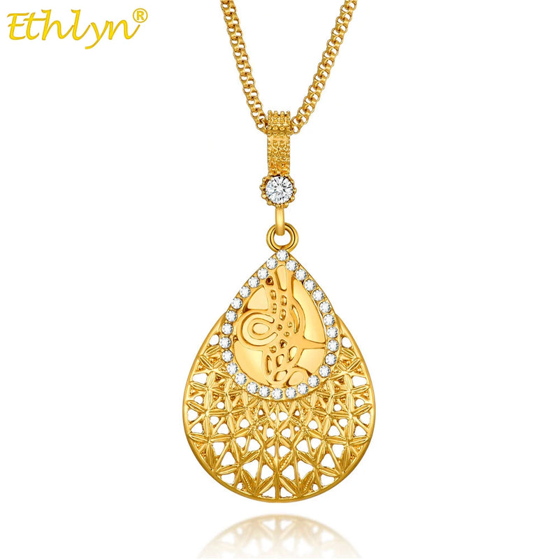 Ethnic Crystal Turkey Coin Pendant Necklace Jewelry