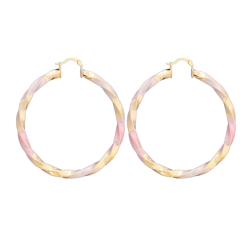 Ethiopian Big Hoop Dangle Earrings Multicolor Twisted Beaded Earrings
