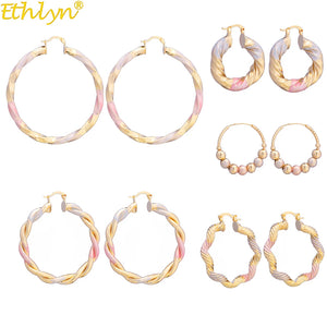 Ethiopian Big Hoop Dangle Earrings Multicolor Twisted Beaded Earrings