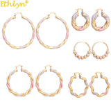 Ethiopian Big Hoop Dangle Earrings Multicolor Twisted Beaded Earrings