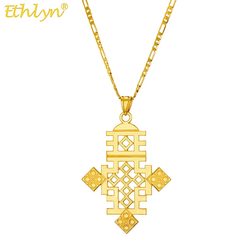 Ethiopian Eritrea Wedding Cross Pendant Necklace for Women Girls