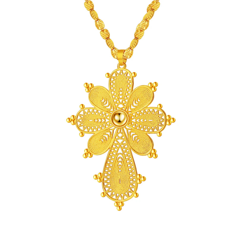 Ethiopian Eritrean Cross Pendant Necklace For Women/Men/Girls