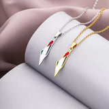 Middle East Map Flag Pendant Chain Necklace Gold/Stainless Steel