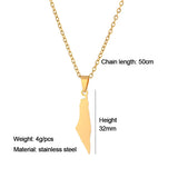 Middle East Map Flag Pendant Chain Necklace Gold/Stainless Steel