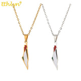 Middle East Map Flag Pendant Chain Necklace Gold/Stainless Steel