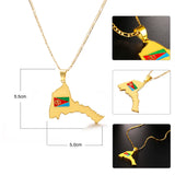 Eritrea Map & Flag Pendant Necklace African Jewelry