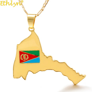Eritrea Map & Flag Pendant Necklace African Jewelry
