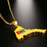 Eritrea Map & Flag Pendant Necklace African Jewelry